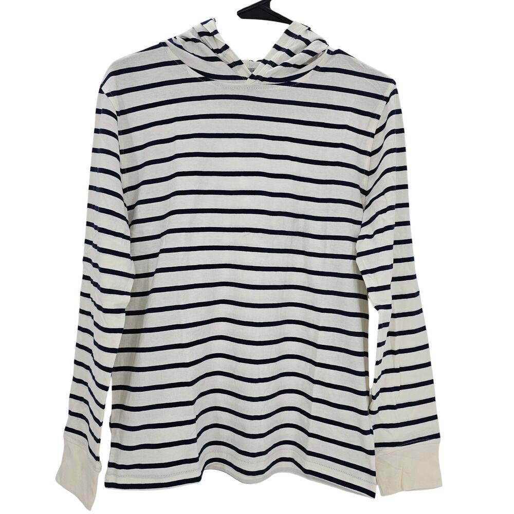 J. Crew Crewcuts Boys size XL Long Sleeve Stripe Jersey Hoodie Blue/Wh BK390 NEW